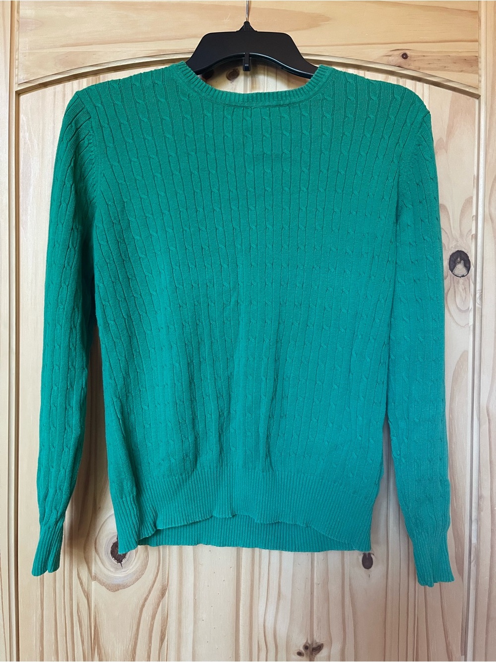 Kim Rogers Emerald Green Cable Crewneck Sweater